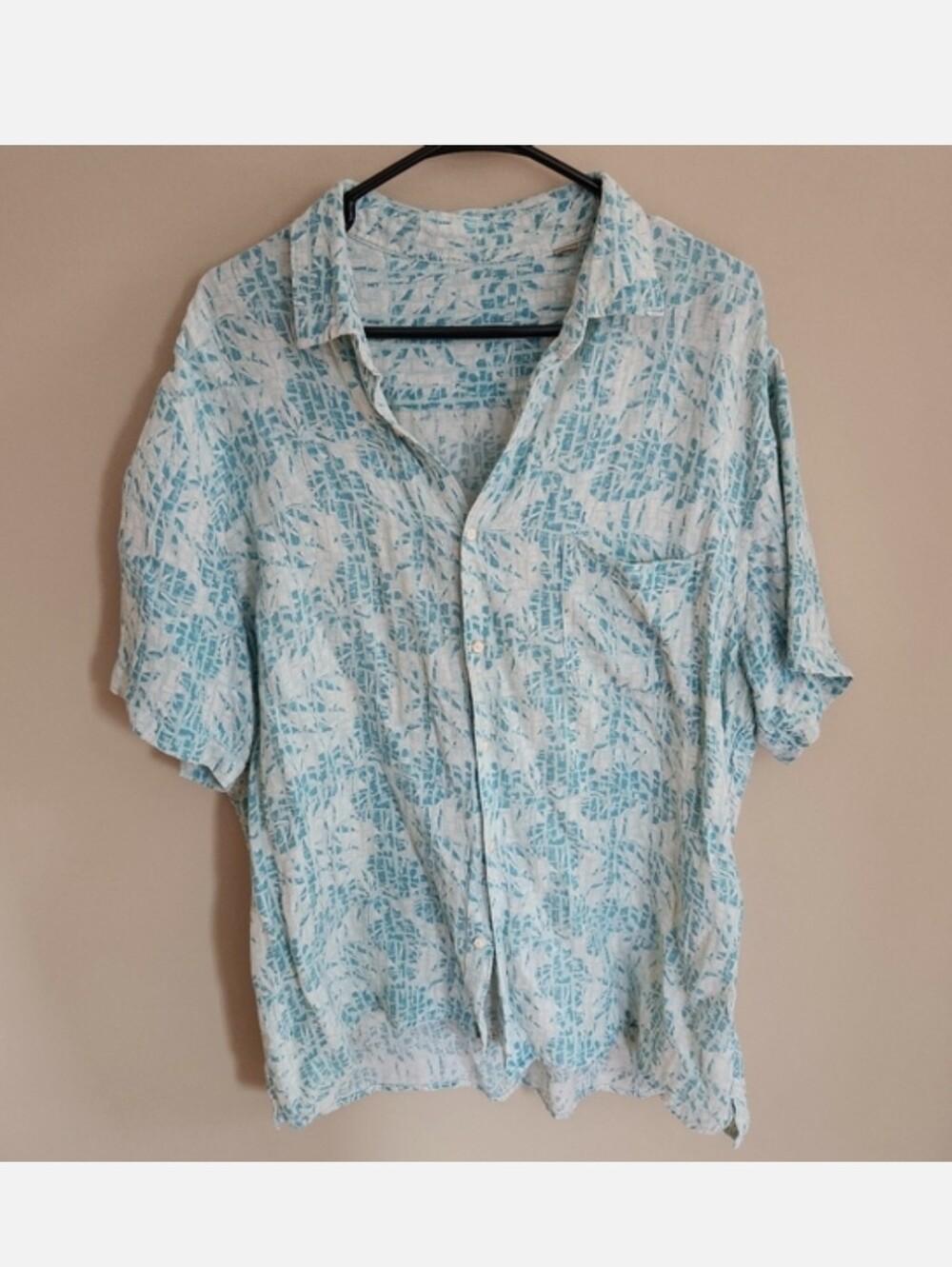 100% cotton Men's Blue Patterned Vintage Shirt